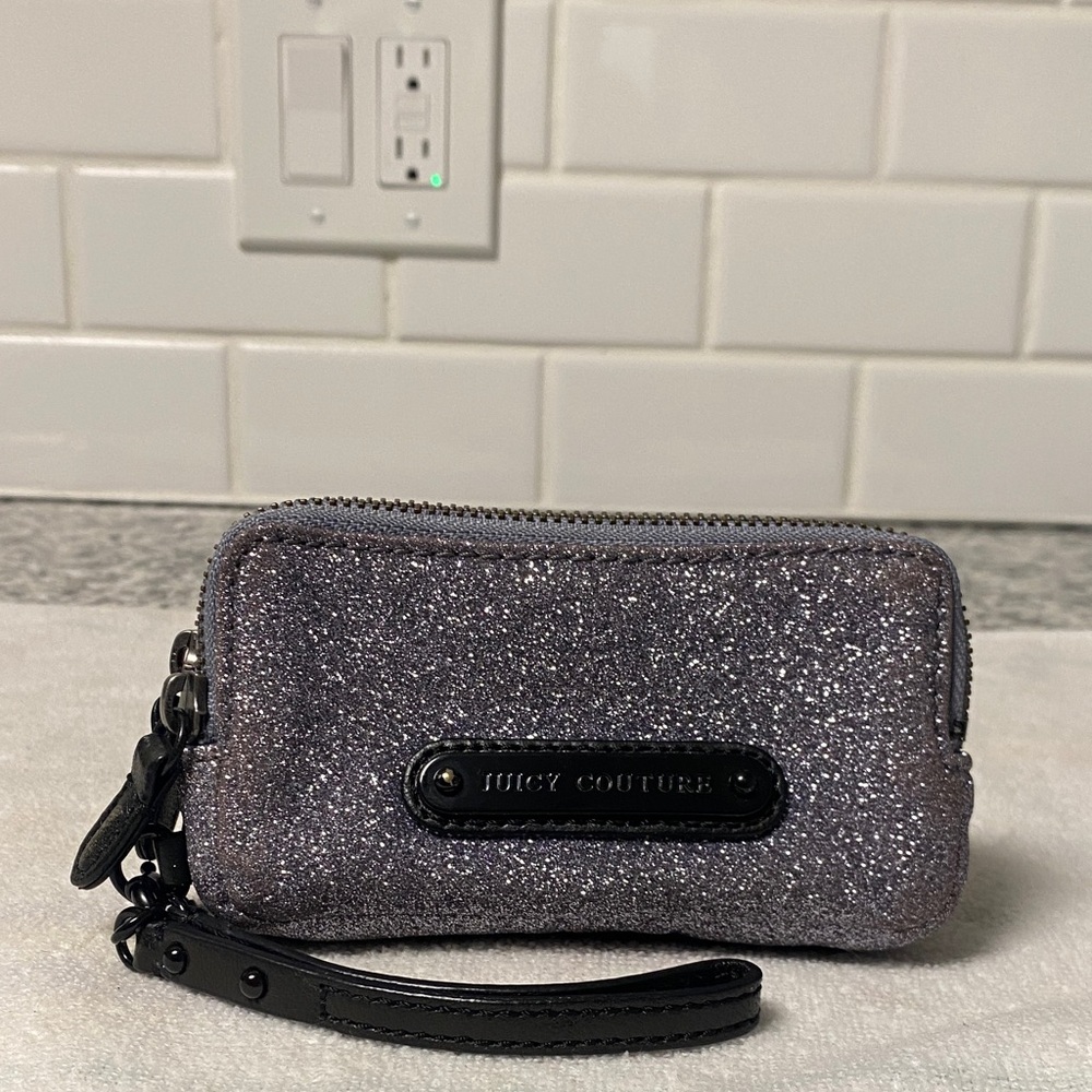 Juicy Couture Sparkle Wristlet in Silver and Black